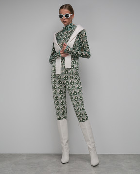Casablanca White skinny pants with a logo pattern WF23TR16001