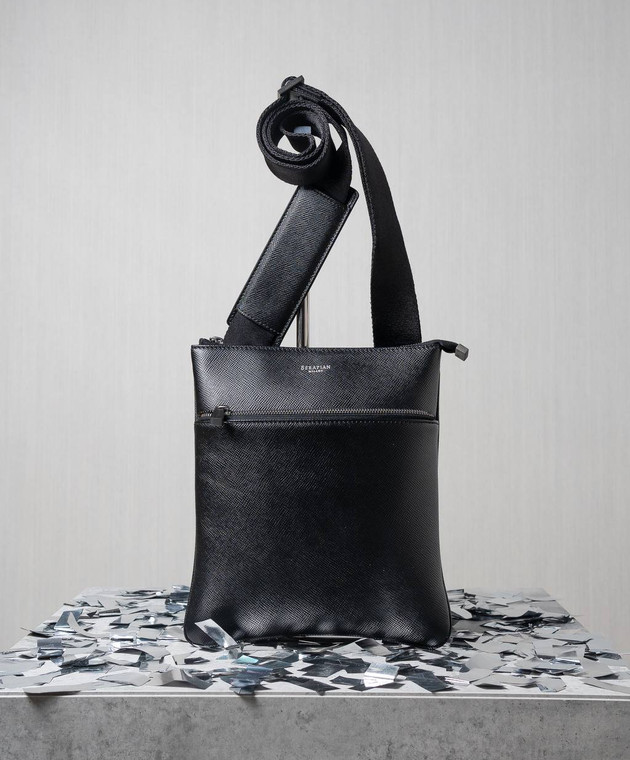 Serapian - Black leather bag with logo SREVLMML679423Y292