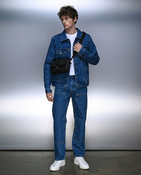 Palm Angels Blue jeans with logo monogram PMYA043R24DEN004