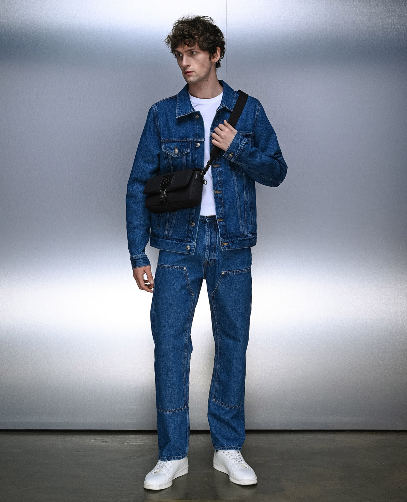 Blue jeans with logo monogram Palm Angels 2