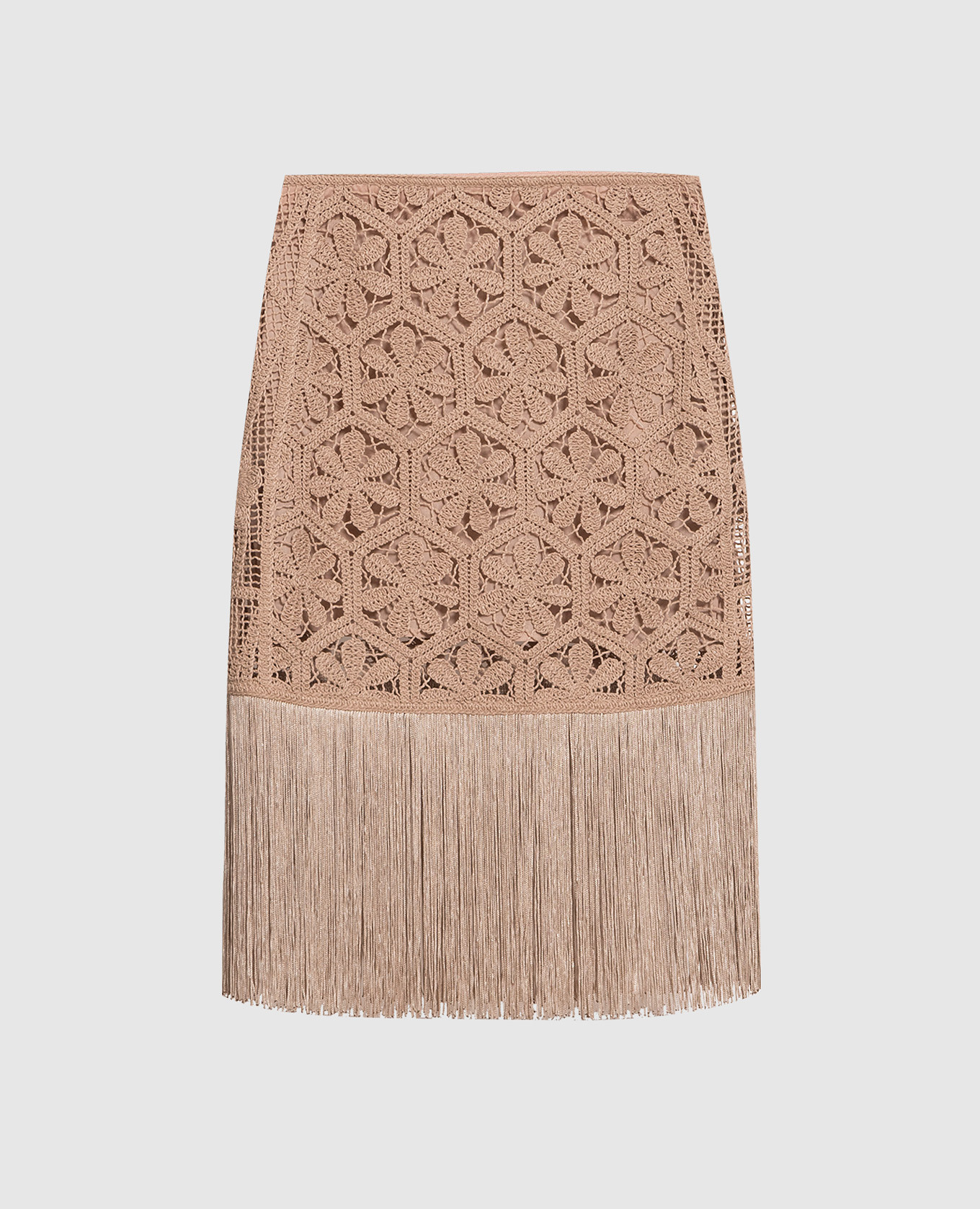 

Brown openwork skirt with fringe Twinset