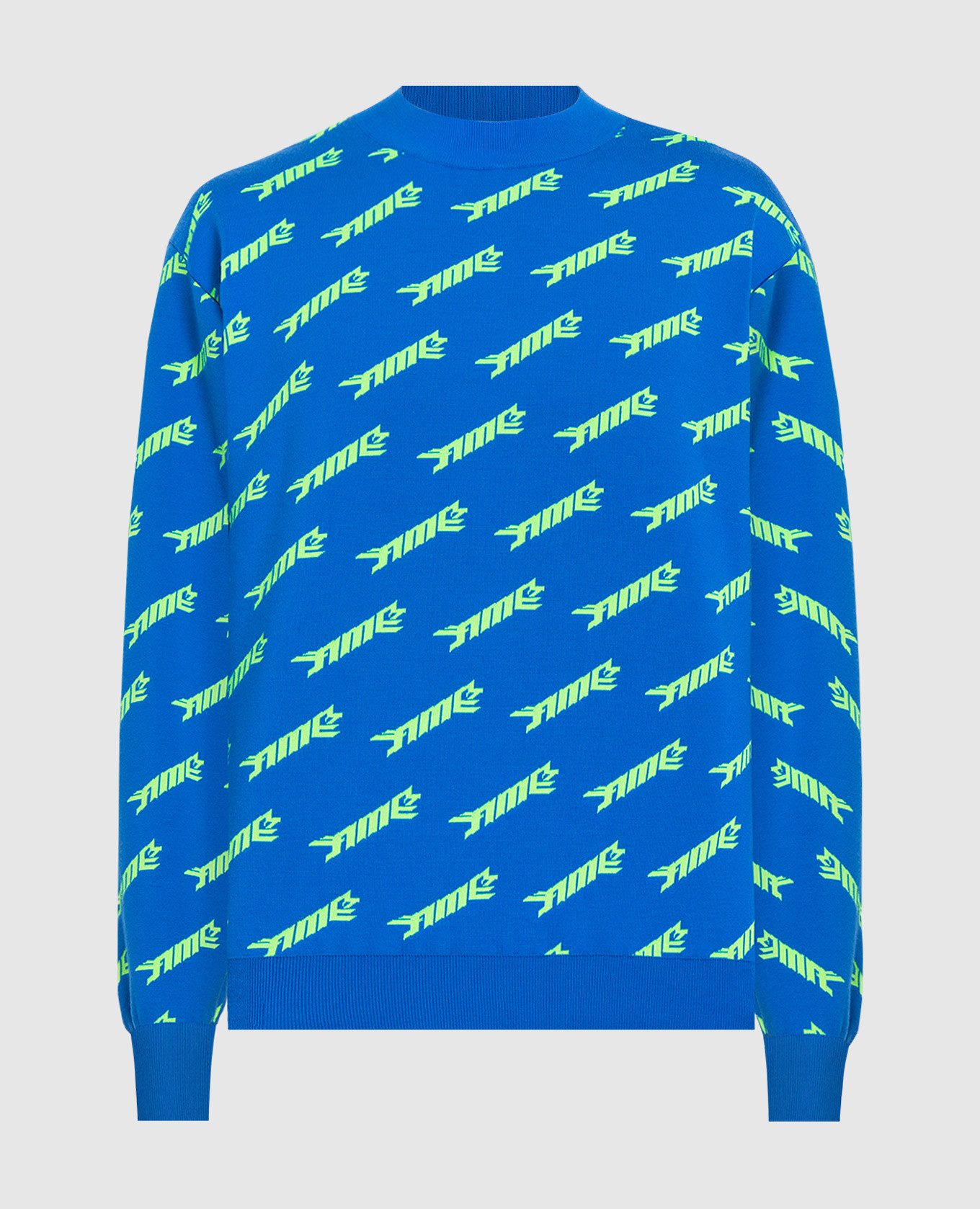 

Blue sweatshirt with a logo pattern AMBUSH