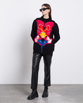 Alexander McQueen Black Orchid Intarsia Wool Sweater 758350Q1A6H