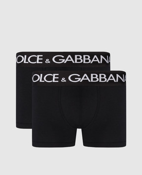 Dolce&Gabbana A set of black boxer briefs with a logo pattern M9D70JONN97