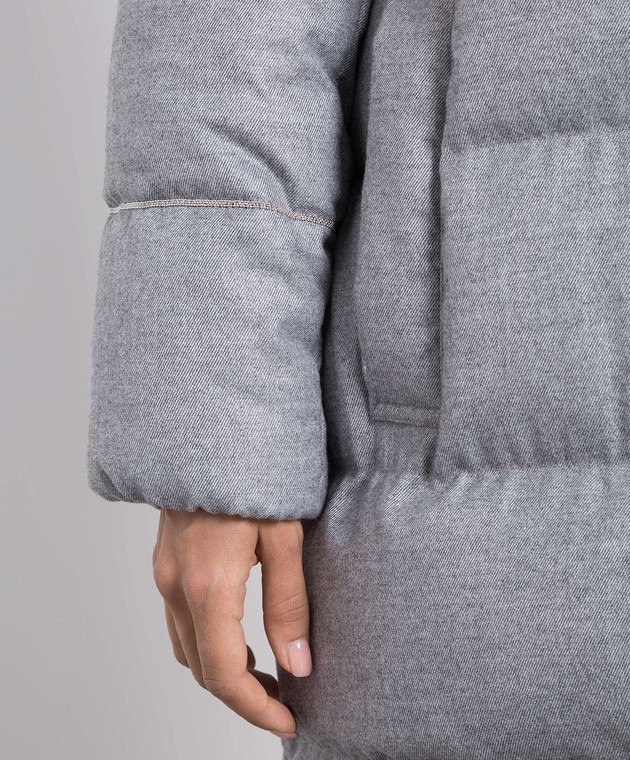 Peserico - Gray down jacket with monil chain S2447401945