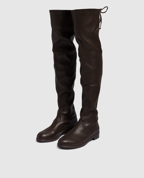Stuart Weitzman Lowland Bold Drawstring Brown Leather Boots SG130