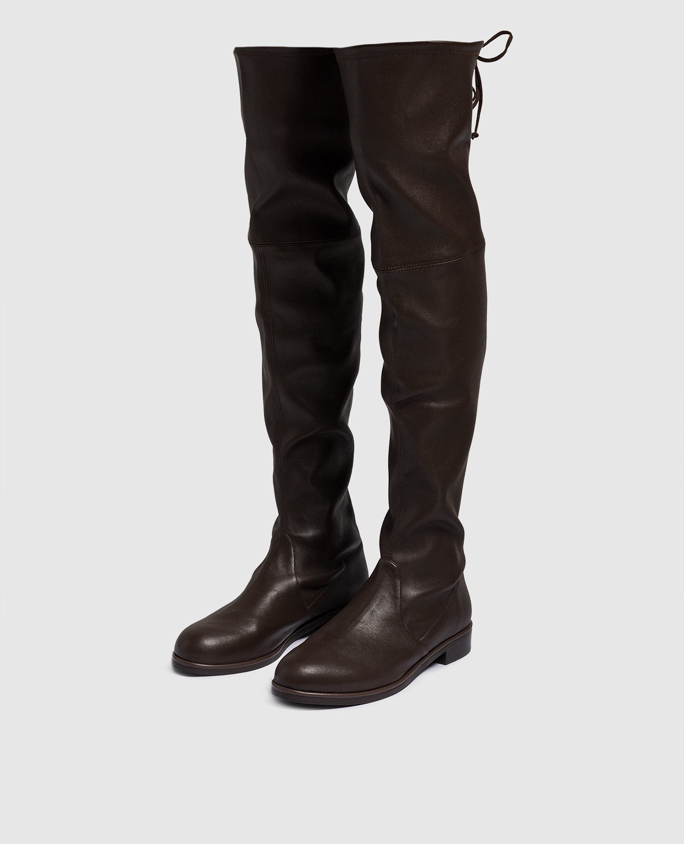 

Lowland Bold Drawstring Brown Leather Boots Stuart Weitzman
