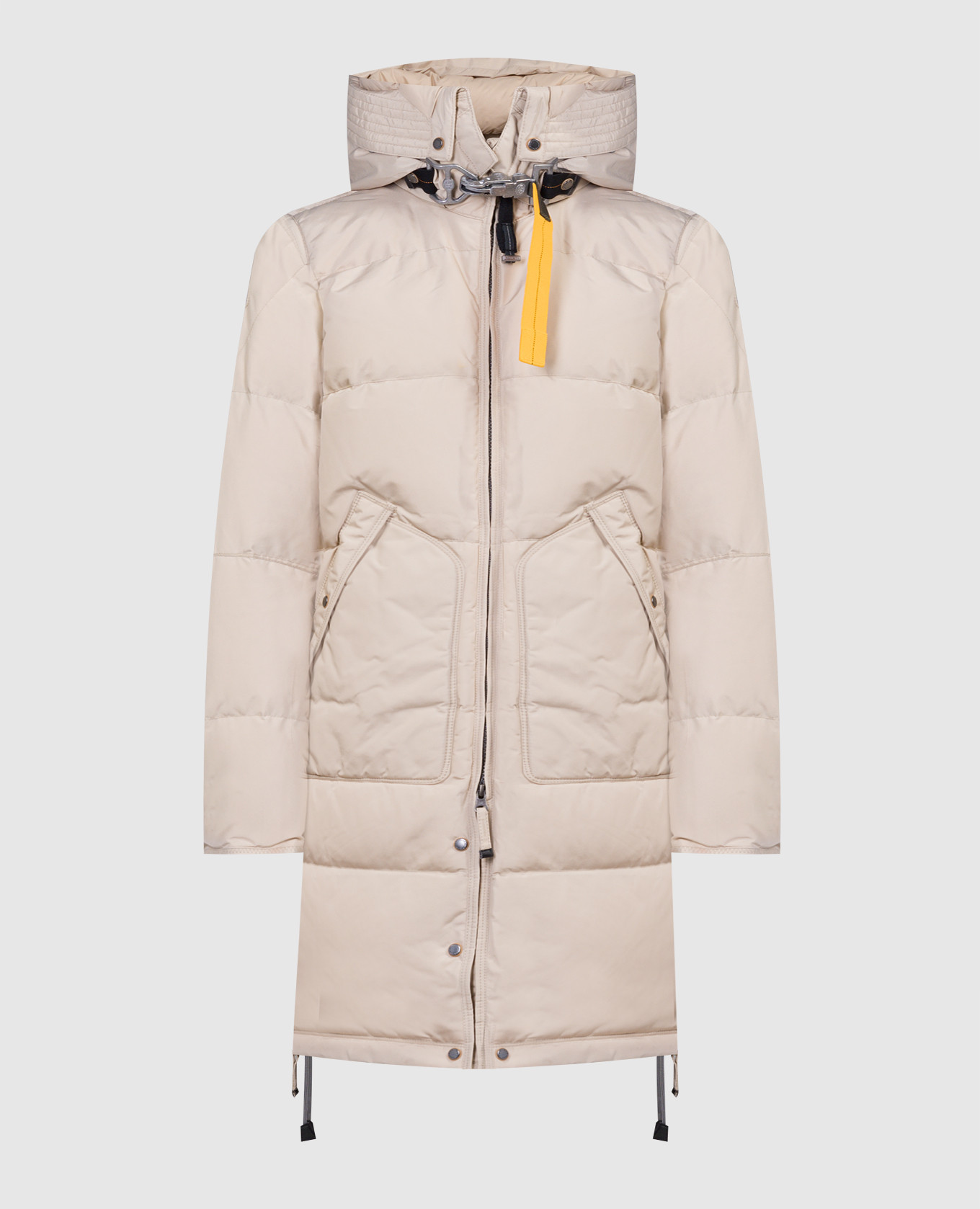 

Long Bear beige down jacket with logo patch Parajumpers, Бежевый
