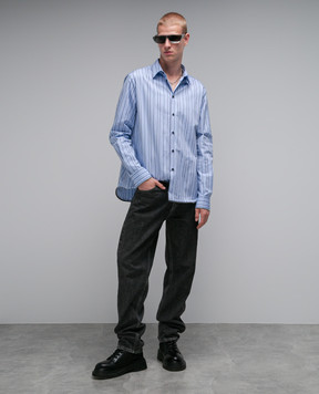 Off-White Blue striped shirt OMGE024F23FAB004