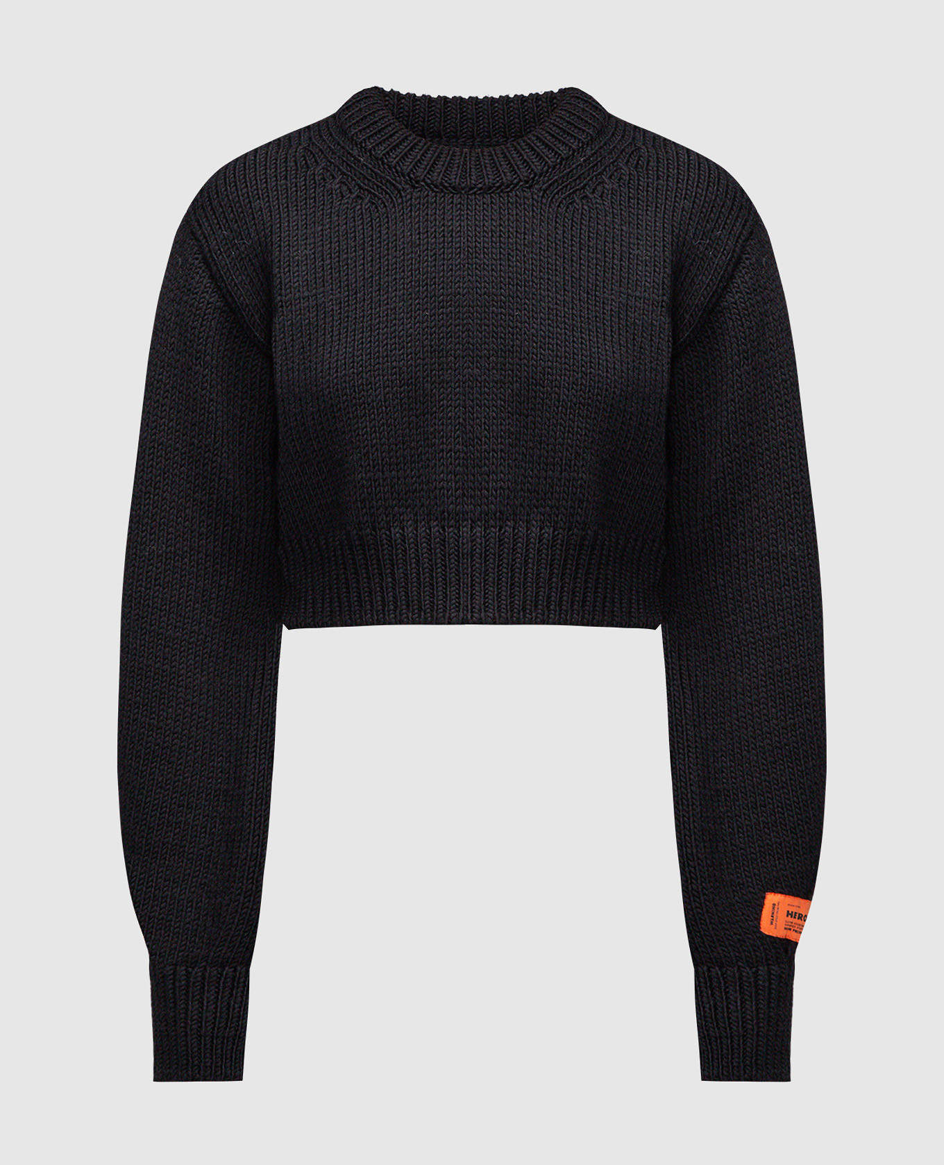 Black sweater made of wool with an open back heron preston