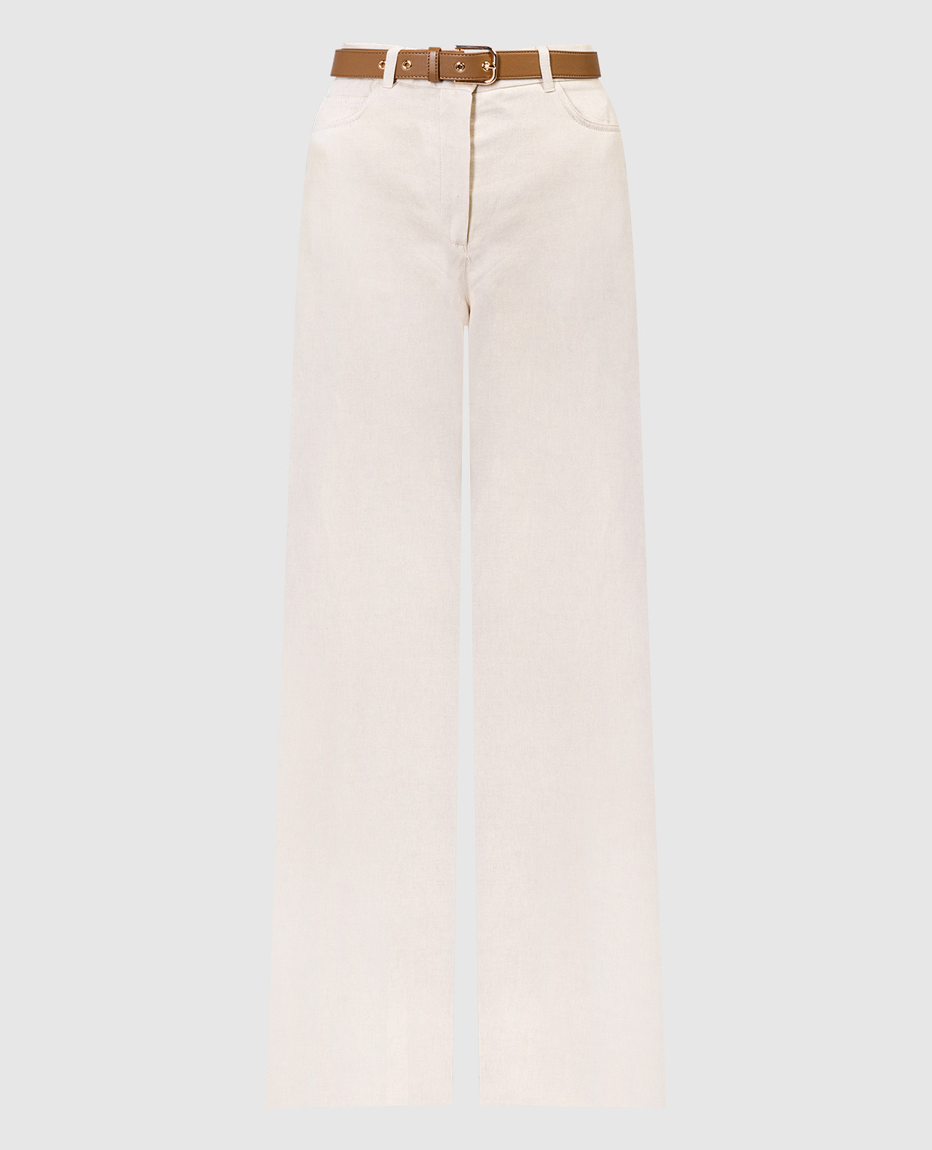 

Cobalto beige linen trousers with belt Max Mara, Бежевый