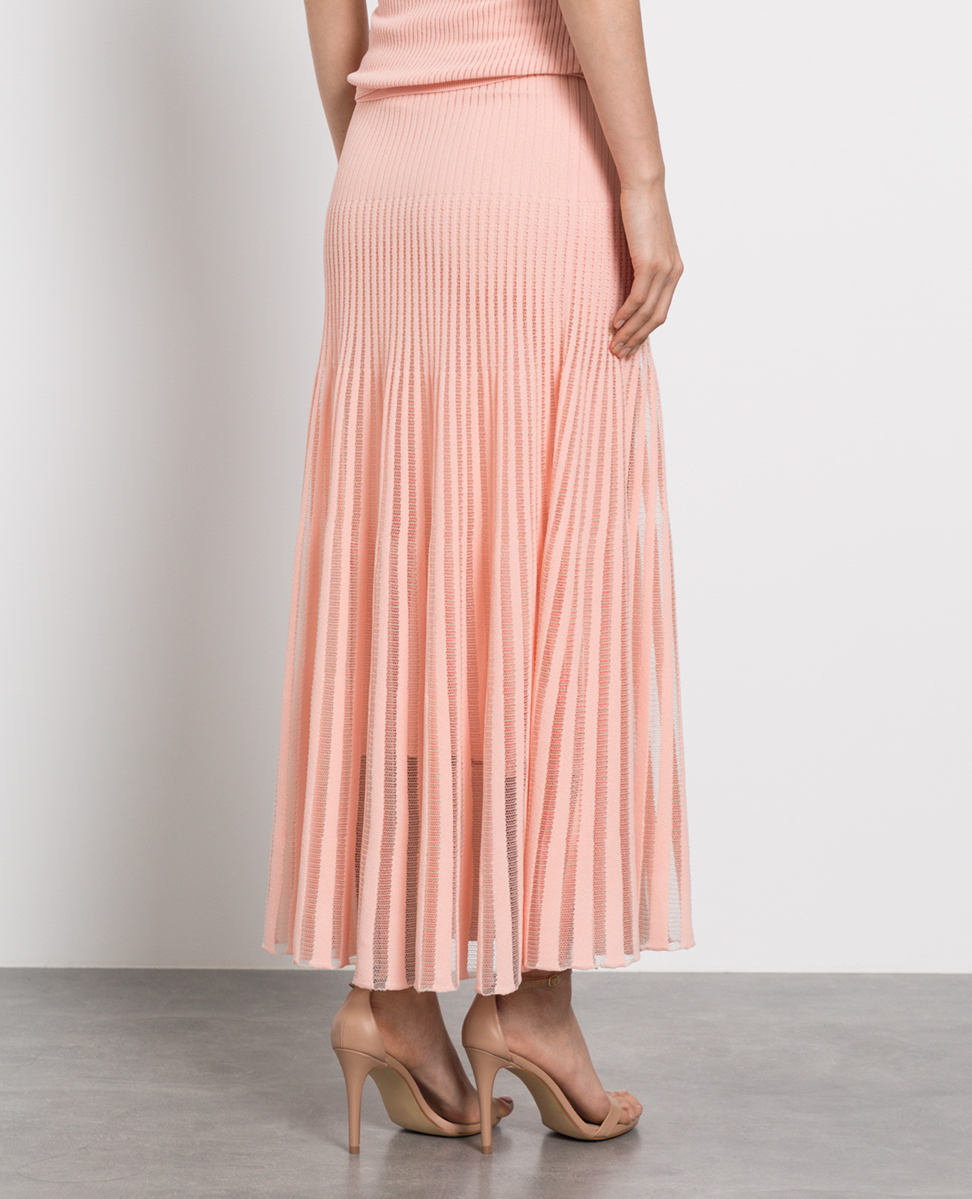 Pink midi skirt with translucent inserts Fendi 4