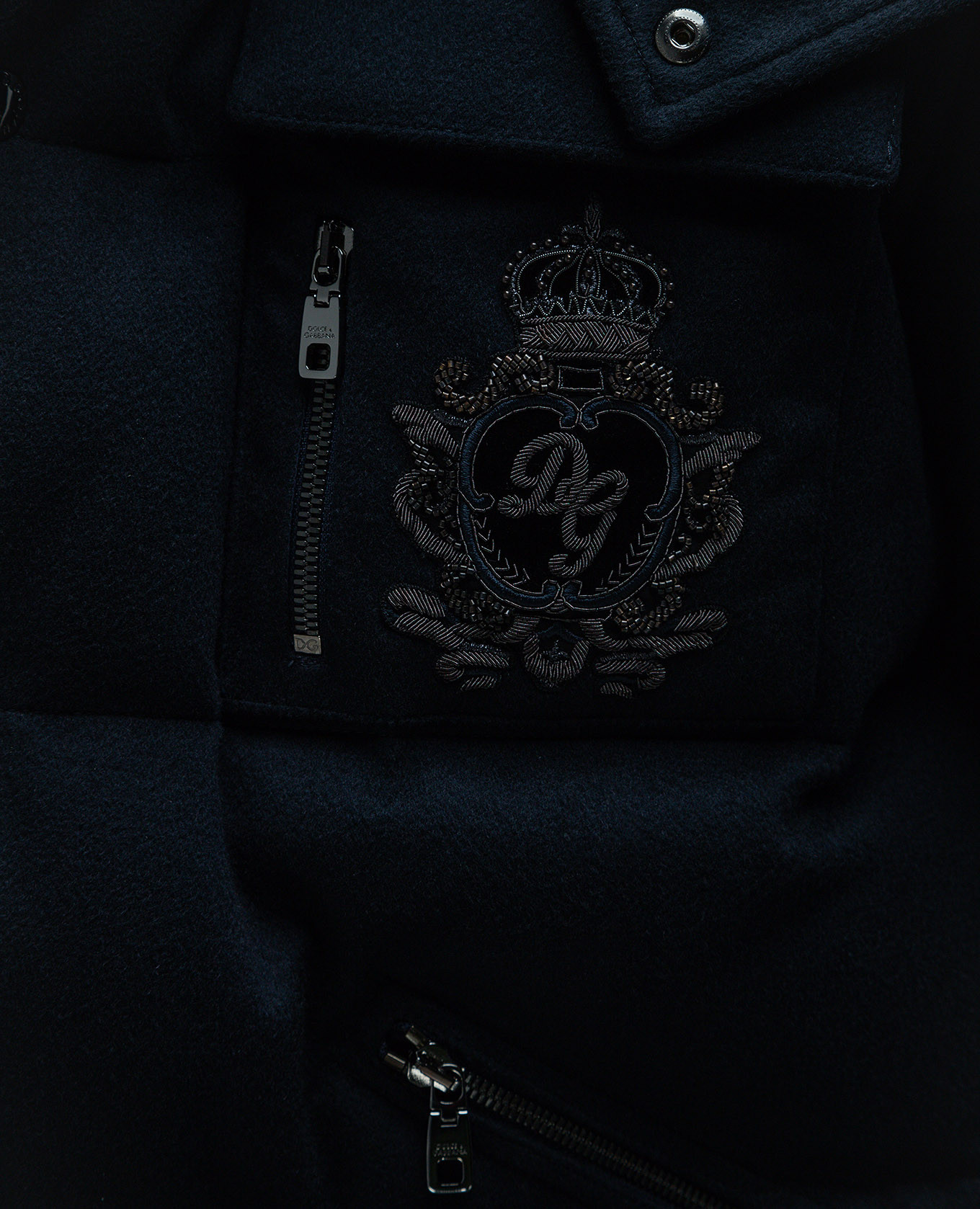 Blue cashmere down jacket with heraldic logo patch Dolce&Gabbana 5