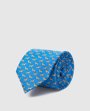 Stefano Ricci Children's blue silk set of patterned tie and shawl YDHNG300