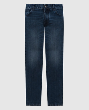 Stefano Ricci Blue jeans with leather logo patch MST41S2010