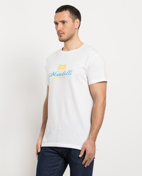 Enrico Mandelli New maldive man white t-shirt with logo print NEWMALDIVEMAN
