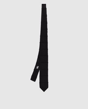 Stefano Ricci Children's black silk tie in a pattern YCRM2600SETA