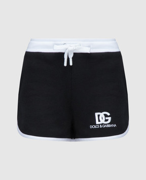 Dolce&Gabbana Black shorts with contrasting logo embroidery FTC2SZGDB6F