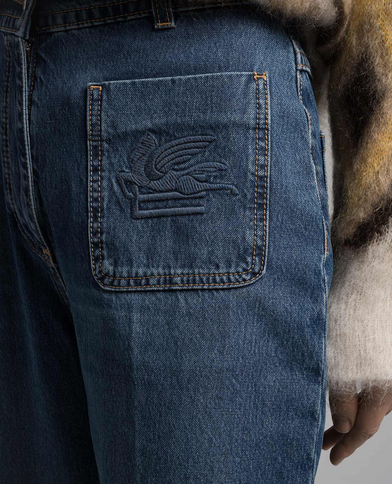 

Blue jeans with logo embroidery Etro