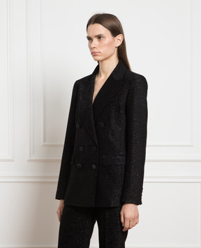 Etro Black double-breasted jacket with lurex D12180488