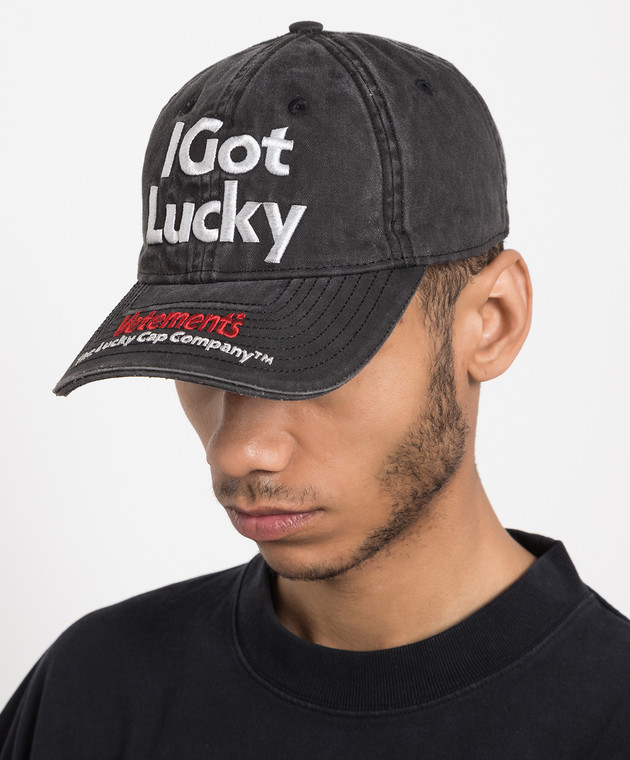 Vetements - Gray cap with embroidery UE54CA160B - shop with