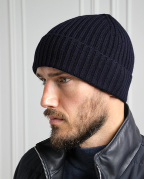 Cashmere&Whiskey Blue cap made of wool and cashmere 201M