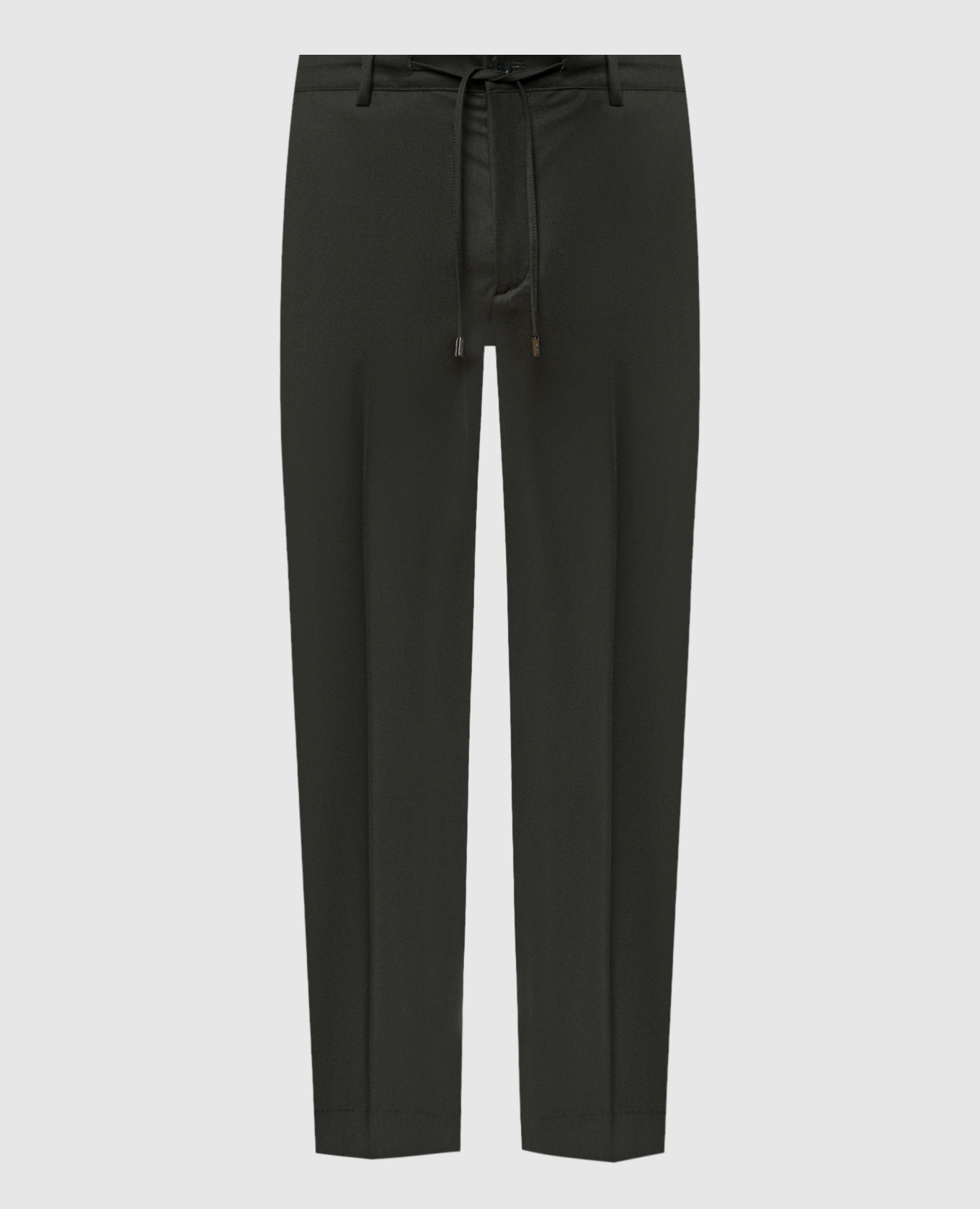 Green wool trousers with metallic logo Stefano Ricci
