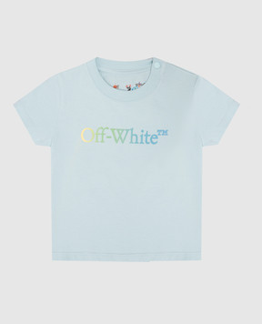 Off-White Children's blue t-shirt with logo print OBXB001S24JER001