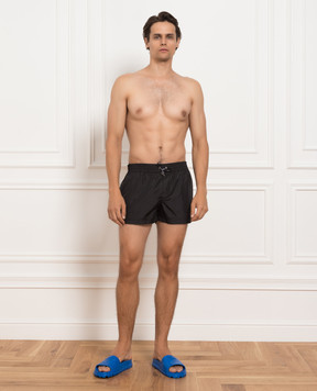 Dolce&Gabbana Black swim shorts with logo patch M4B11TFUSFW