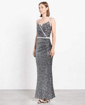 Dolce&Gabbana Gray dress with sequins and crystals F6A9ZZFLM7Q