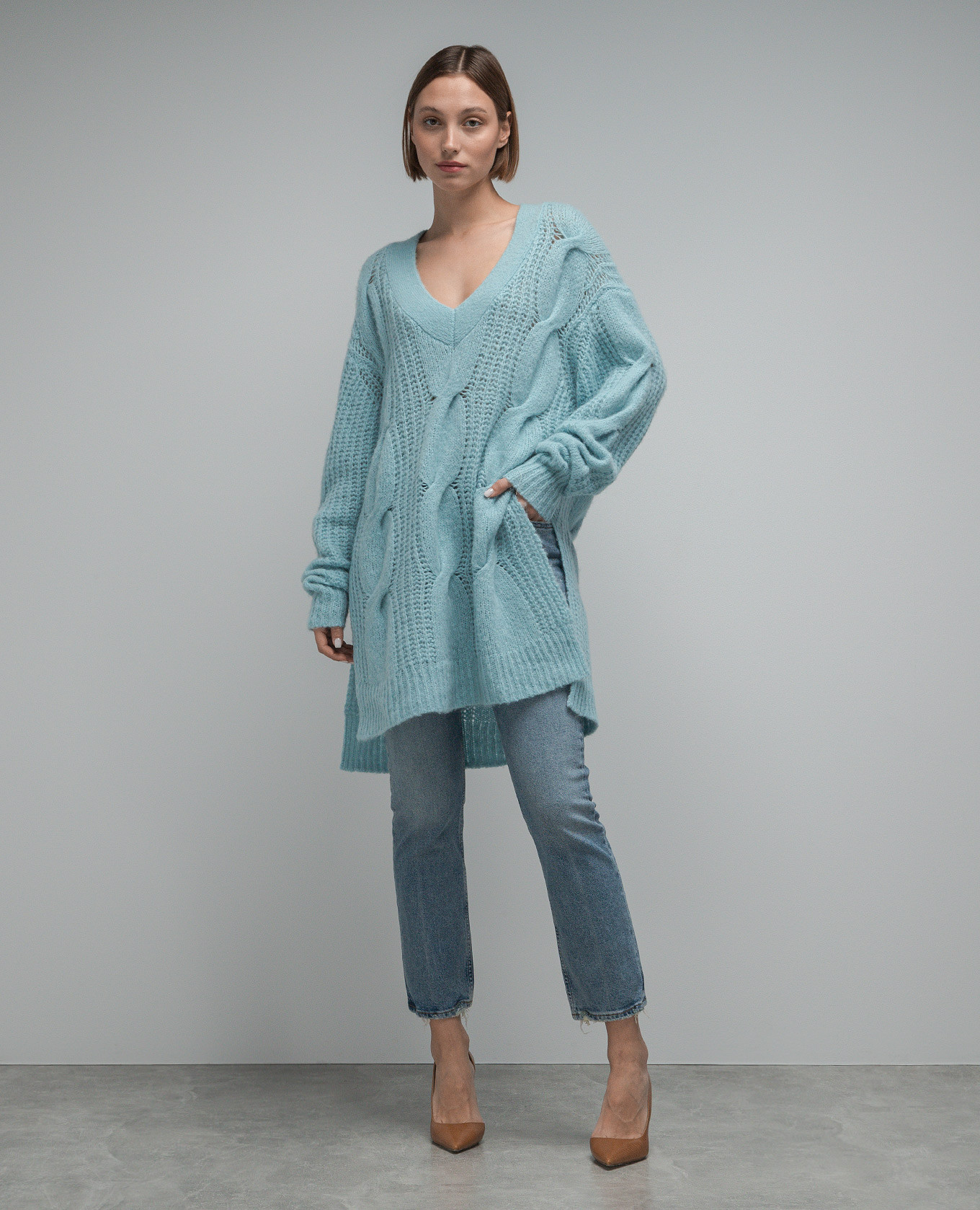 

Gunta blue pullover in textured pattern AERON, Light blue