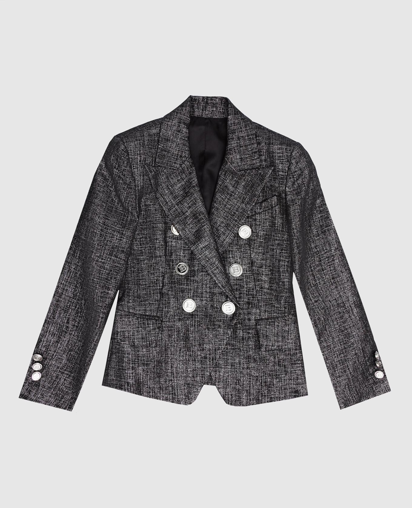 

Children's black double-breasted jacket with lurex Balmain