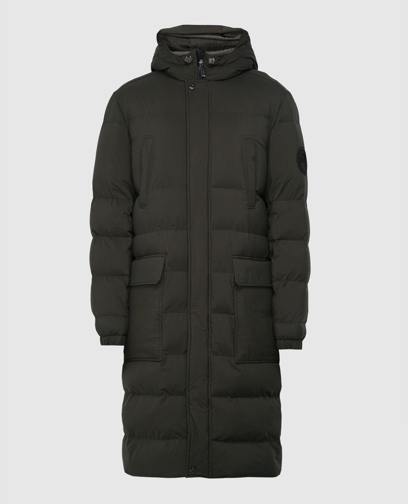 Green down coat with logo stefano ricci