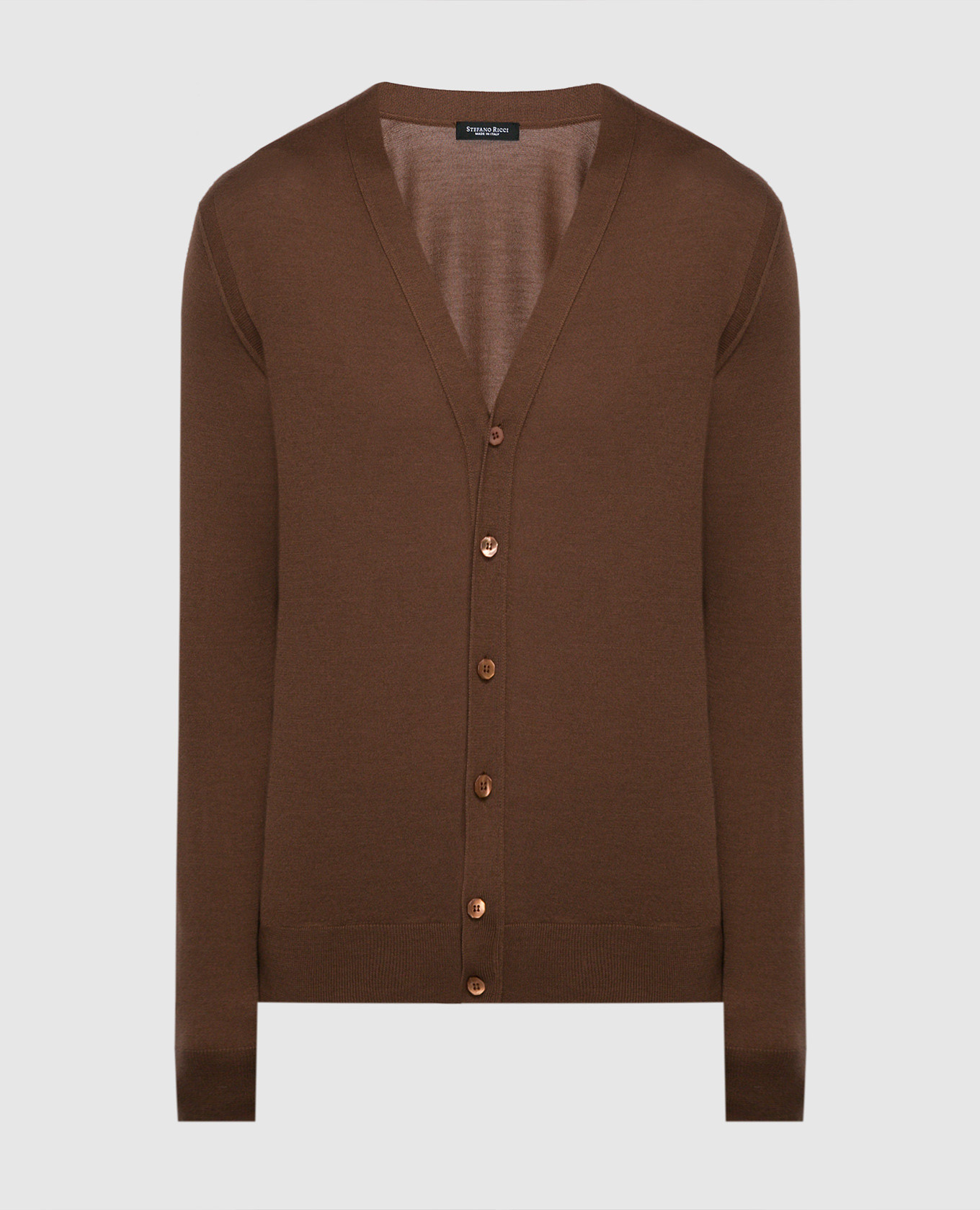 Brown cashmere and silk cardigan stefano ricci