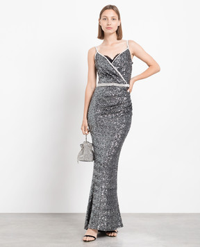Dolce&Gabbana Gray dress with sequins and crystals F6A9ZZFLM7Q