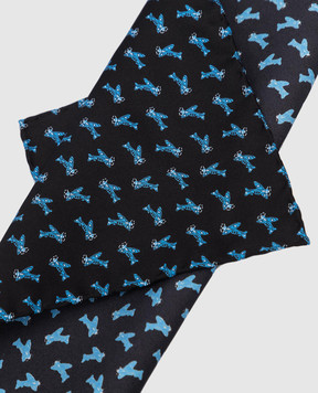 Stefano Ricci Children's black shawl in patterned silk YFZ25NG500