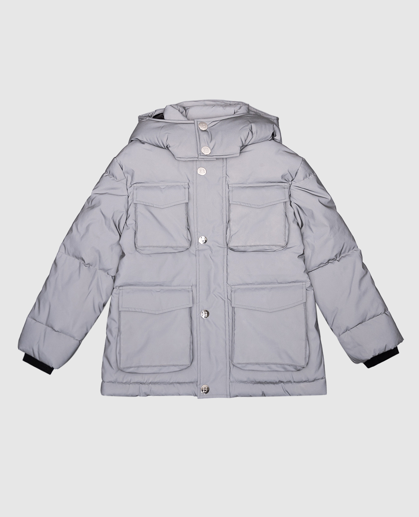 

Children's gray jacket with reflective effect and logo Balmain, Grey