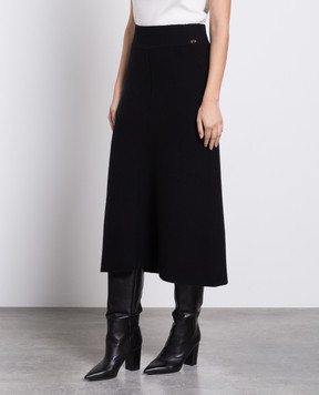 Agnona Black logo cashmere midi skirt KG060102K120H