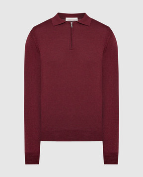 Cashmere&Whiskey Burgundy polo shirt made of wool 94394Z