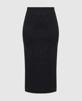 Toteme Gray wool and cashmere chain skirt 241WRB1074YA0004