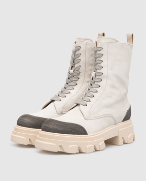 Babe Pay Pls Gray suede boots with monil chain 761