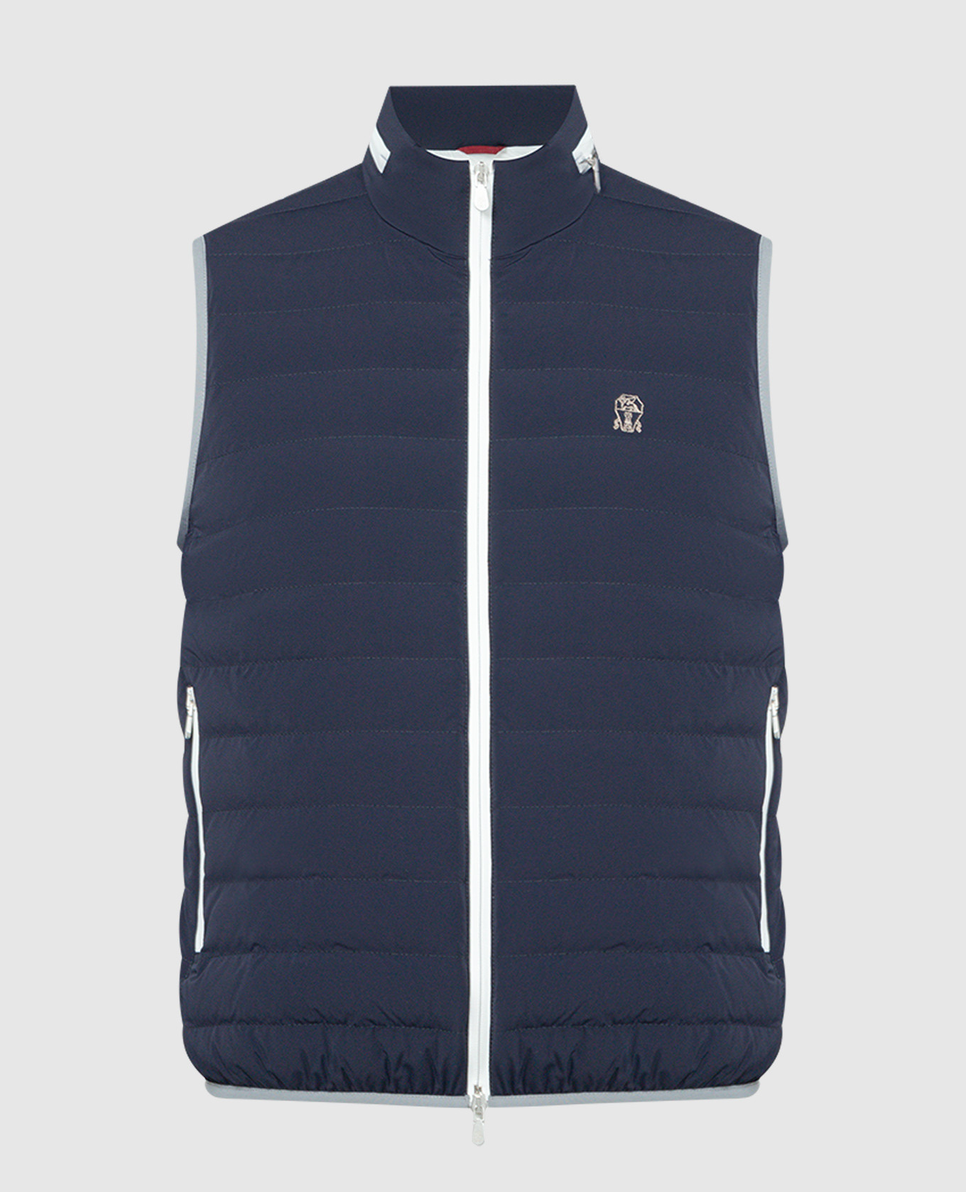 

Blue down vest with logo Brunello Cucinelli, Синий