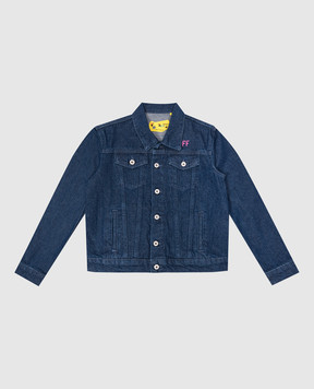 Off-White Children's blue denim jacket with a print OGYE001S24DEN001
