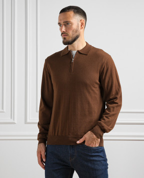 Cashmere&Whiskey Brown wool polo shirt 94394Z