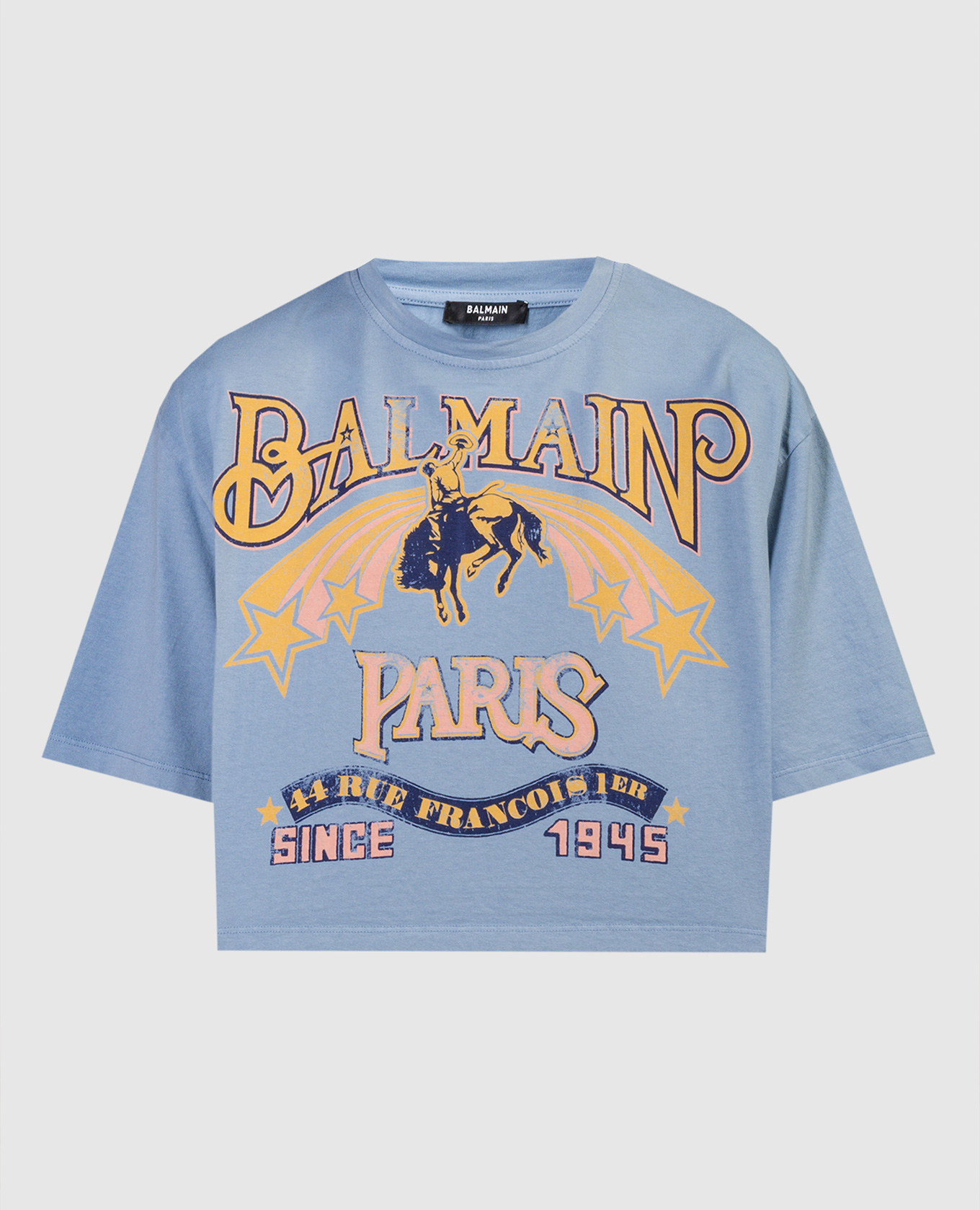 

Blue t-shirt with Western print Balmain, Light blue