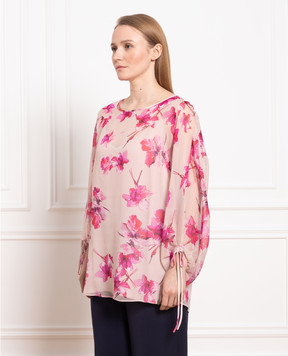 Marina Rinaldi Pink silk floral print blouse FIABA