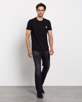 Dolce&Gabbana Black T-shirt with logo embroidery M8C03JFUECG