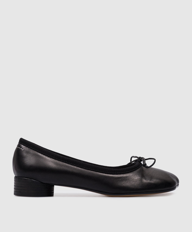 Maison Margiela MM6 - Black leather ballet flats with a bow