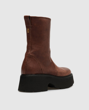 N21 Brown leather boots 23ISP04540454
