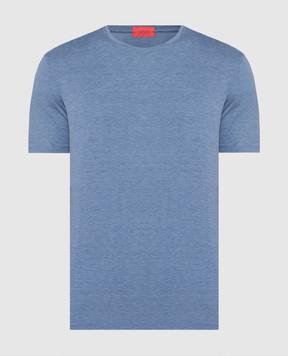 ISAIA Blue logo silk t-shirt MCI154JP001